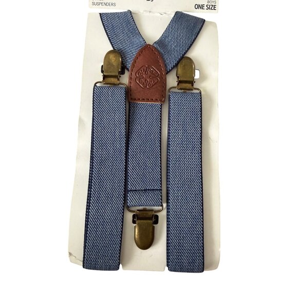 OSH KOSH Boys Chambray Blue Suspenders One Size NEW - Picture 6 of 8